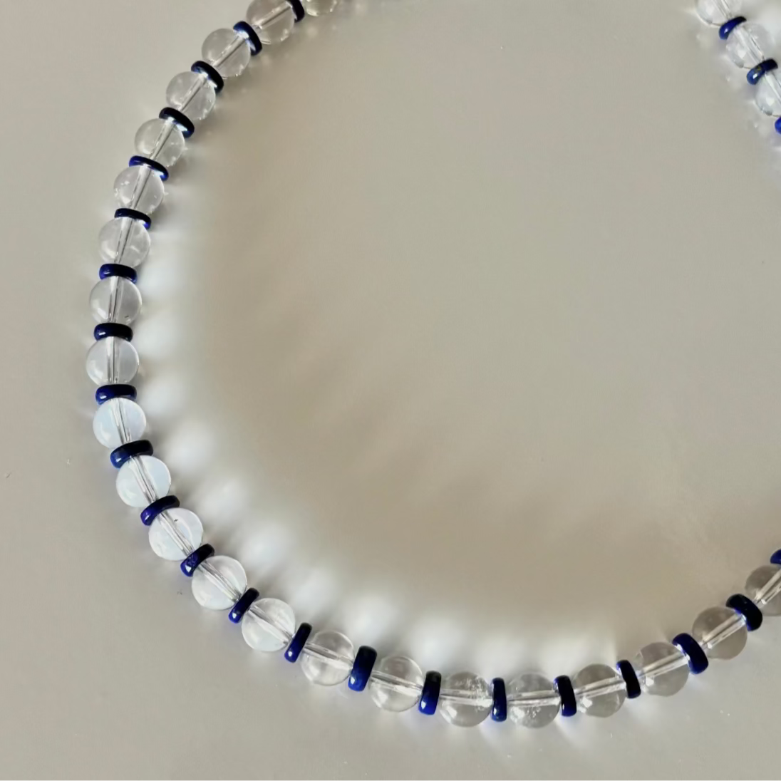 Clear quartz and lapis lazul necklace