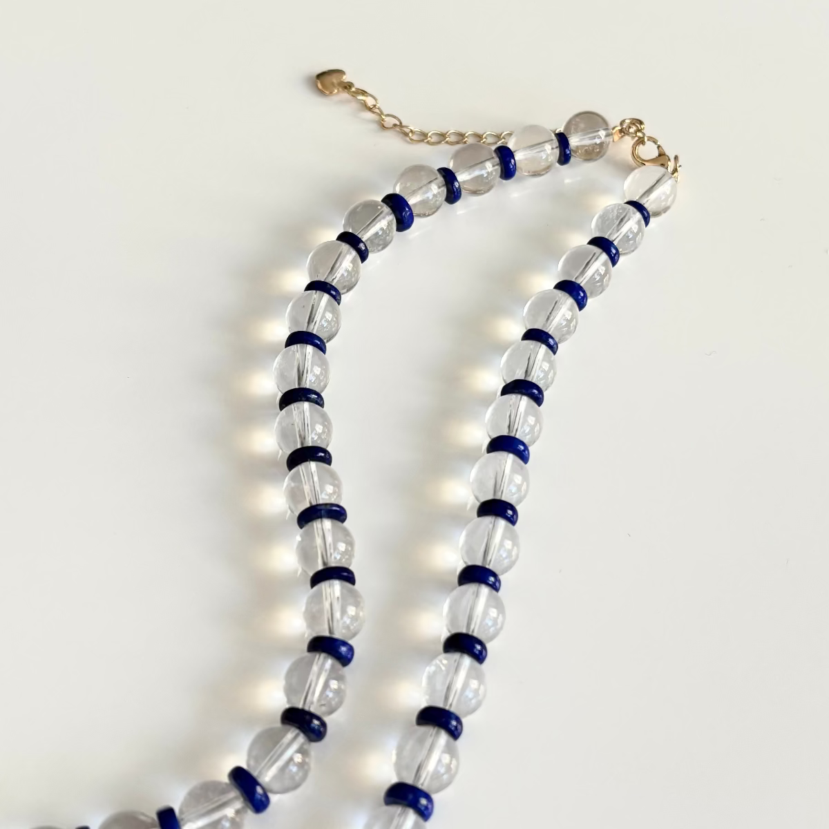 Clear quartz and lapis lazul necklace_detail