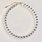 Clear quartz and lapis lazul necklace