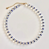 Clear quartz and lapis lazul necklace