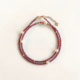 Dainty Garnet Bead Pearl Necklace and Bracelet