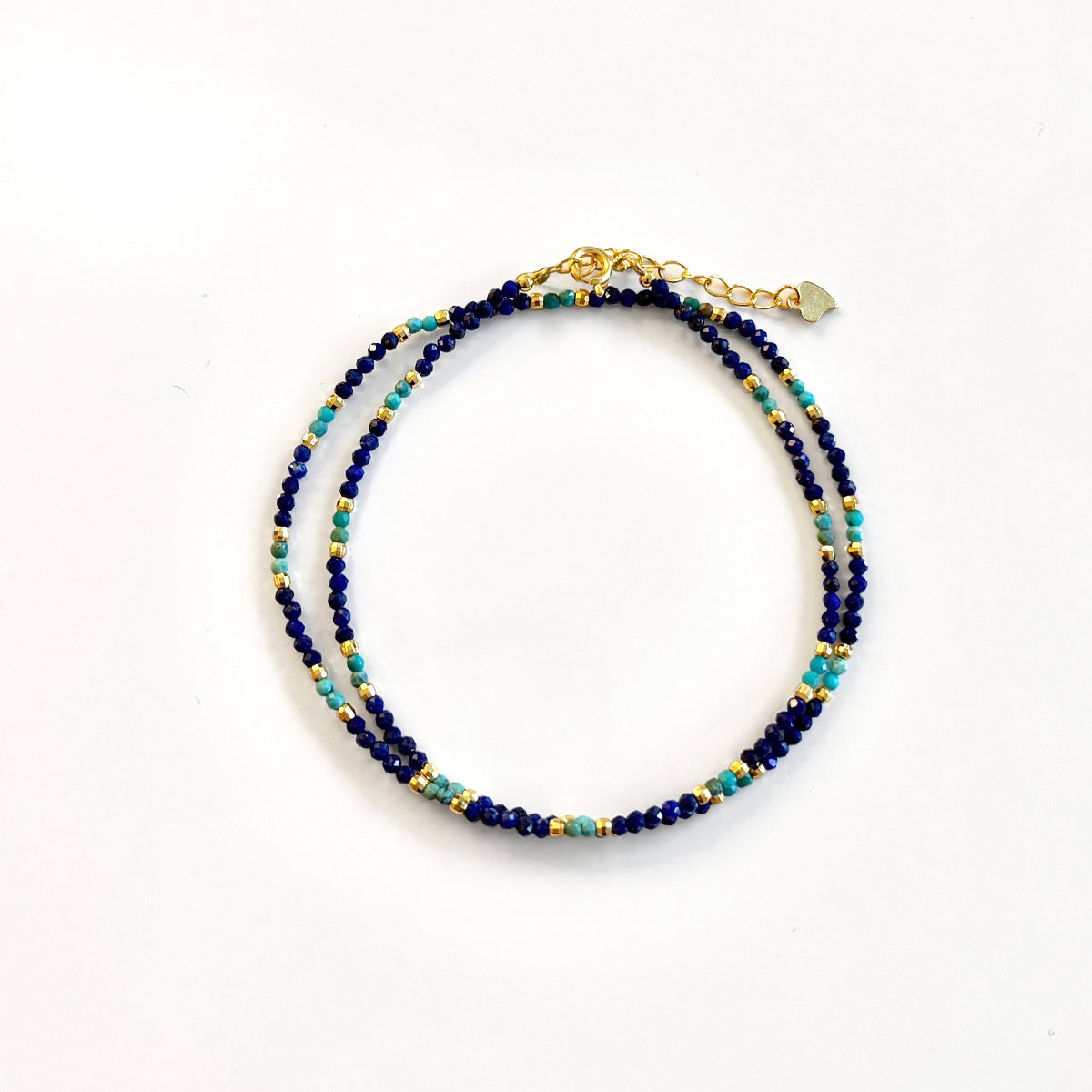 Dainty Lapis Lazuli and Turquoise Beaded Necklace and Bracelet