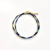 Dainty Lapis Lazuli and Turquoise Beaded Necklace and Bracelet