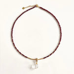 Garnet Beaded Quartz Pendant-front