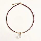 Garnet Beaded Quartz Pendant-front