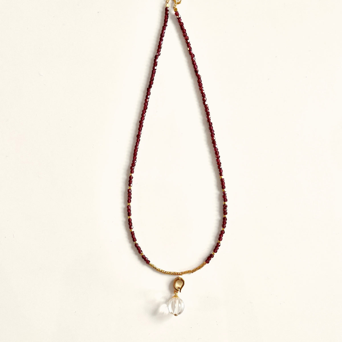 Garnet Beaded Quartz Pendant-separate