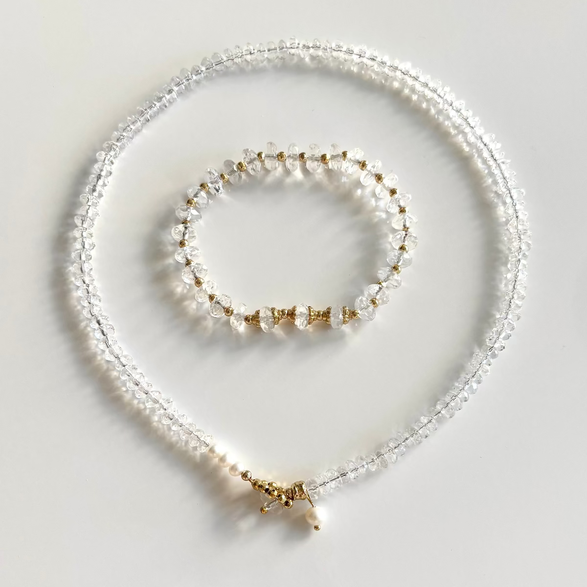 Lia Clear Quartz Pearl Necklace_duo