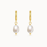 Pearl Drop Earrings, Pearl Earrings, hoop pearl earring, classic pearl earring