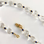 Geometric white quartz necklace with navy lapis beads, statement fall jewelry, chis statement jewelry