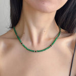 Green agate necklace with black and gold accents, fall layering jewelry, natural gem jewelry