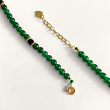 Green agate necklace with black and gold accents, fall layering jewelry, natural gem jewelry