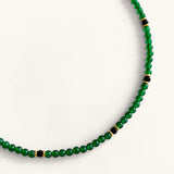 Green agate necklace with black and gold accents, fall layering jewelry, bead necklace