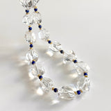 Geometric white quartz necklace with navy lapis beads, statement fall jewelry, chis statement jewelry