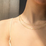 18k-vermeil-gold-mini-paperclip-chain-necklace, paperclip chain, dainty gold chain, mini gold paperclip chain