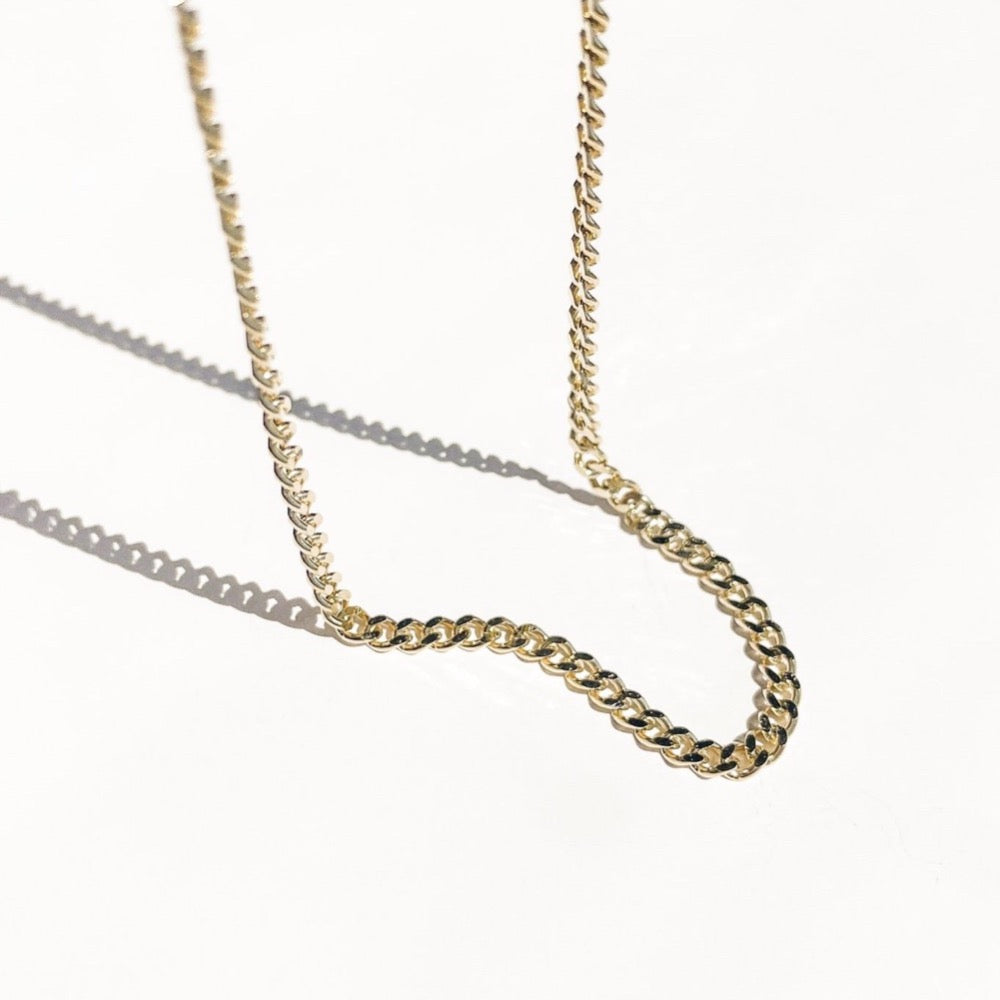 18k-vermeil-gold-curb-cuban-chain, 18k curb chain, Brooklyn chain, curb chain, bold curb chain, vermeil curb chain