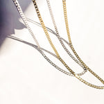 18k-vermeil-yellow-white-gold-curb-chain, 18k vermeil curb chain, flat curb chain, bold flat chain, white gold curb chain, yellow gold curb chain