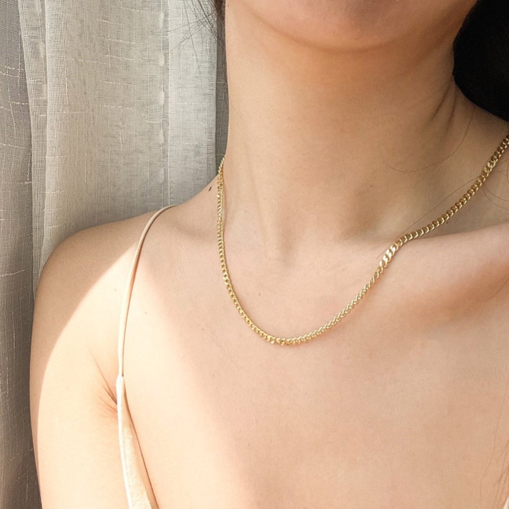 18k-vermeil-gold-curb-cuban-chain, 18k curb chain, Brooklyn chain, curb chain, bold curb chain, vermeil curb chain