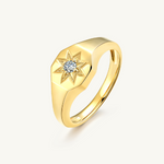 star signet ring, 18k gold star signet ring, gold star signet ring, 18k star signet diamond bangle