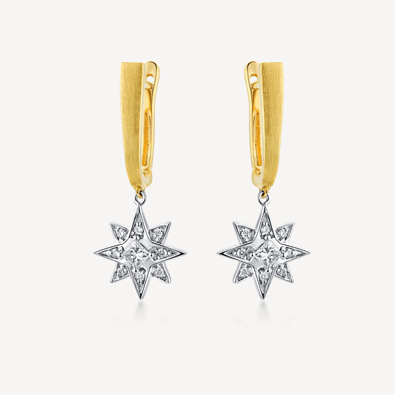 Star Drop Earringse, 18k Star Drop Earrings, Gold Star Drop Earrings, Star Drop Diamond Earrings, Star Drop Vermeil Earrings