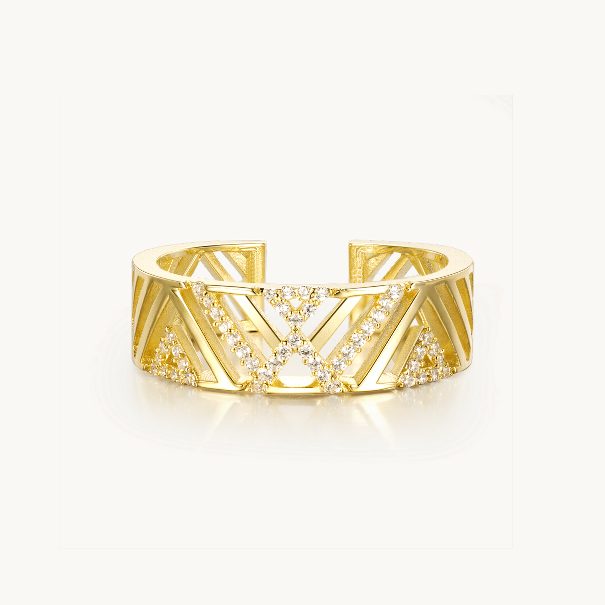 18k geometric ring, bold gemotric ring, gold geometric ring