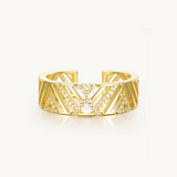 18k geometric ring, bold gemotric ring, gold geometric ring