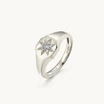 star signet ring, 18k gold star signet ring, gold star signet ring, 18k star signet diamond bangle