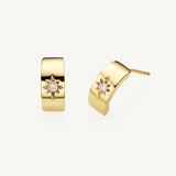 18k Star Band Earrings, gold Star Band Diamond Earrings, Star Band Diamond Earrings, Star Band Earrings, Star Band Vermeil Earrings