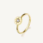 UR CHIC, star vermeil ring, solo star diamond ring, Gold Solo Star Diamond Ring, 18k Solo Star Ring