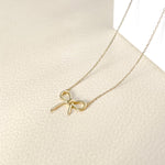 18k vermeil ribbon necklace, yellow gold dainty necklace, bow necklace, ribbon necklace
