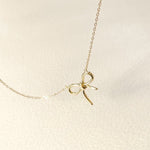 18k vermeil ribbon necklace, yellow gold dainty necklace, bow necklace, ribbon necklace
