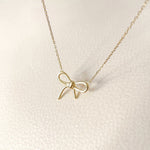 18k vermeil ribbon necklace, yellow gold dainty necklace, bow necklace, ribbon necklace