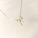 18k vermeil ribbon necklace, yellow gold dainty necklace, bow necklace, ribbon necklace