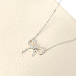 18k vermeil ribbon necklace, yellow gold dainty necklace, bow necklace, ribbon necklace