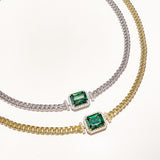 curb chain emerald, fine jewelry, gold emerald curb chain, emerald chain design, statement emerald chain gold, emerald chain aesthetic, gold chain aesthetic, emerald chain gold, statement chain layered, gold emerald chain gold minimalist jewelry. white gold emerald chain, holiday gift, gifts for her