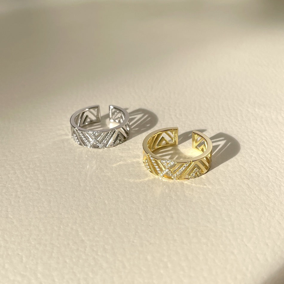 18k geometric ring, bold gemotric ring, gold geometric ring