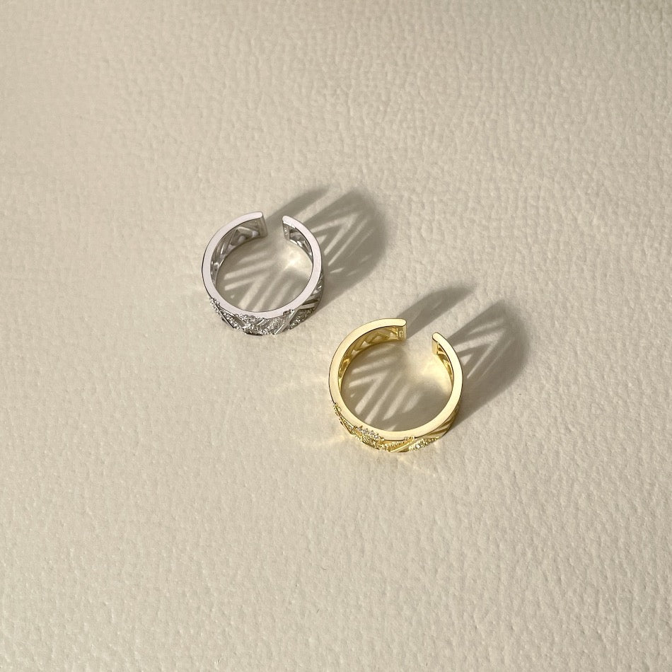 18k geometric ring, bold gemotric ring, gold geometric ring