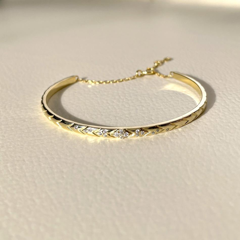 18k gold bangle, 18k pave bangle, Gold pave bangle, Pave bangle