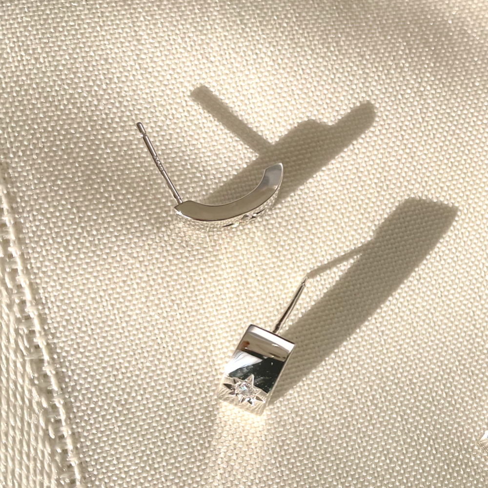 18k Star Band Earrings, gold Star Band Diamond Earrings, Star Band Diamond Earrings, Star Band Earrings, Star Band Vermeil Earrings