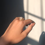 Halo pearl ring, Pearl ring, classic pearl ring, diamond halo pearl ring, 18k vermeil pearl ring, 18k gold vermeil pearl ring, bread pearl ring