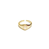 Signet ring, pearl signet ring, mother of pearl signet ring, open size pearl signet ring, white mother of pearl signet ring, vermeil signet ring, 18k vermeil pearl signet ring