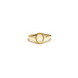 Signet ring, pearl signet ring, mother of pearl signet ring, open size pearl signet ring, white mother of pearl signet ring, vermeil signet ring, 18k vermeil pearl signet ring