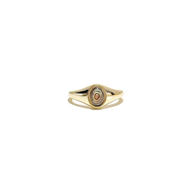 Signet ring, pearl signet ring, mother of pearl signet ring, open size pearl signet ring, white mother of pearl signet ring, vermeil signet ring, 18k vermeil pearl signet ring