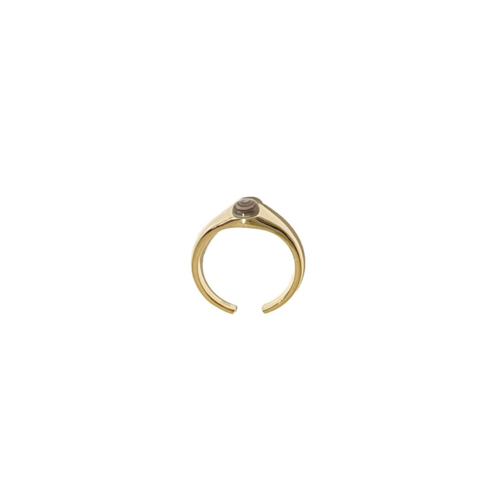 Signet ring, pearl signet ring, mother of pearl signet ring, open size pearl signet ring, white mother of pearl signet ring, vermeil signet ring, 18k vermeil pearl signet ring