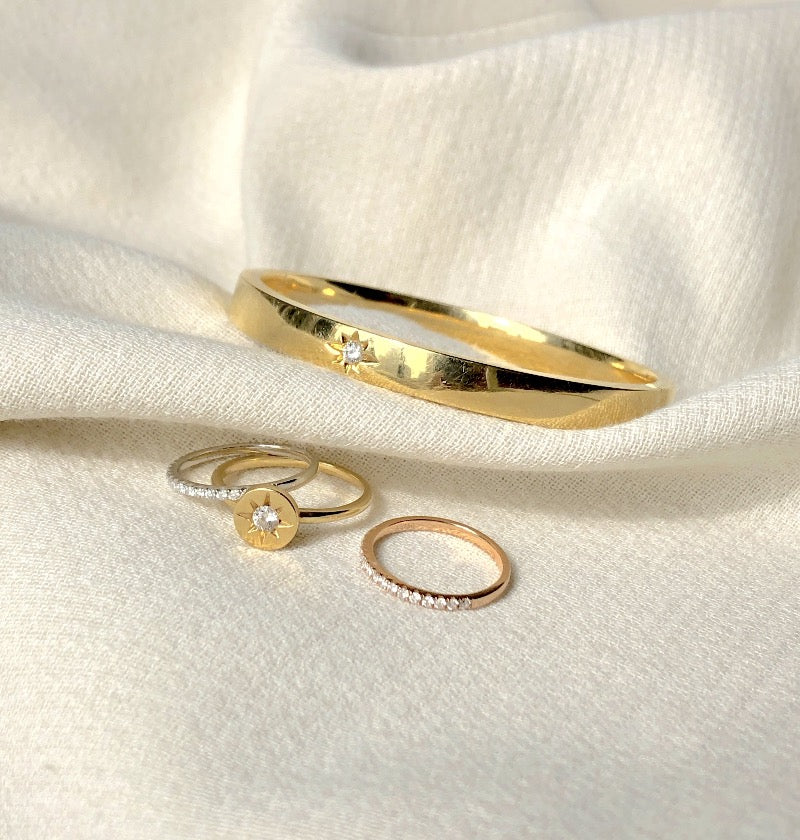 18k gold bangle, 18k star diamond bangle, gold star bangle, gold star motif bangle, gold bangle, vermeil gold bangle