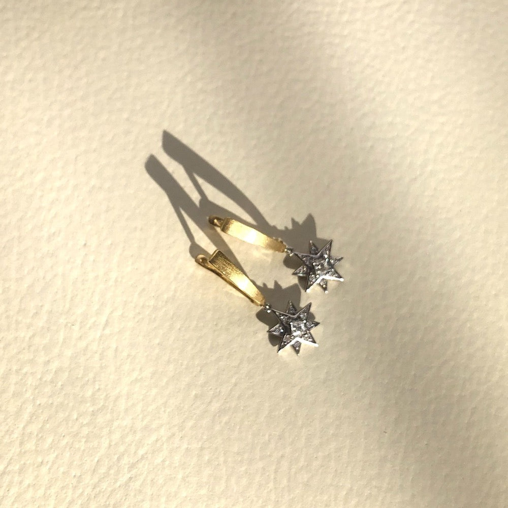 Star Drop Earringse, 18k Star Drop Earrings, Gold Star Drop Earrings, Star Drop Diamond Earrings, Star Drop Vermeil Earrings