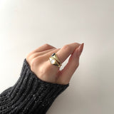 Signet ring, pearl signet ring, mother of pearl signet ring, open size pearl signet ring, white mother of pearl signet ring, vermeil signet ring, 18k vermeil pearl signet ring