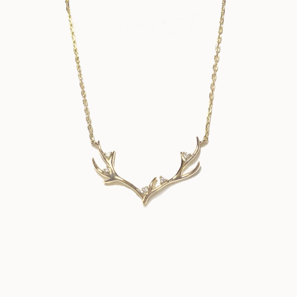 gold antlers necklace, holiday gift, holiday gift idea, antler motif jewelry, gold chain aesthetic, dainty christmas necklace, dainty necklace, dainty gold necklace, antlers necklace, Christmas necklace, Christmas jewelry, Christmas gift