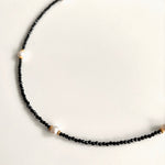 Black Spinel Beaded Necklace With Pearl 
