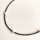 Black Spinel Beaded Necklace With Pearl 