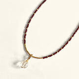 Garnet Beaded Quartz Pendant-upclose